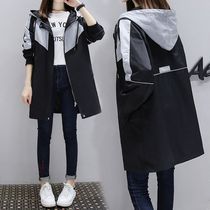 Pregnant women autumn coat 2021 new long hooded loose size casual windbreaker maternity wear spring and autumn wear
