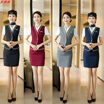 Career Suit Short Sleeve Flight Attendant beauty salon cashier Restaurant waitress Working clothes Hostelors Hotel Front Tooling