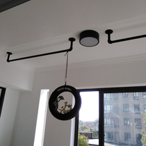 Balcony clothes rack Permanent fixed clothes rack single pole Indoor bay window simple hanging cool clothes rack Top mounted clothes rack