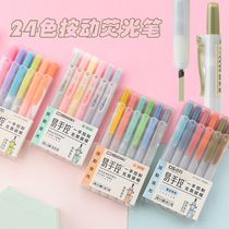 Dot stone Press fluorescent color pen students use fluorescent marker pen light color system soft color easy hand control can change back highlighter pen rough stroke key Reading note special color marker pen retro color