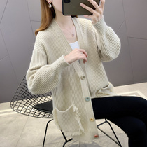 Pregnant women spring and autumn coat long foreign-style sweater cardigan 2021 new womens autumn suit fashion coat tide