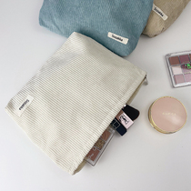 Corduroy retro cosmetic bag literary style large capacity portable travel hand-held cosmetics storage wash bag