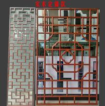 Tong background wall small wood carving board anti flower screen Real Ancient Wood space wooden living room hollow partition European style Dongyang