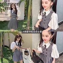jk fried street pro-sub-mount summer new academy wind shirt horse chia short skirt three sets mother woman dress foreign air suit