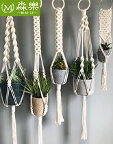 ins Nordic style Indian Dian wall hanging wall decoration cotton rope straw rope woven basket flower pot sling rope