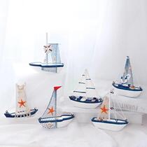 Creative solid wood sailing Mediterranean style decorations Creative ins shooting sailing model crafts small ornaments