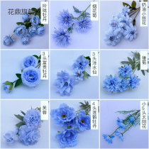 Blue theme wedding decoration artificial flower wedding hall with fake flower road flower wall starry sky ocean theme