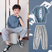 Boy summer fit 2022 new children Summer short sleeve sports suit Chaughong nets red handsome 13 year old boy big boy