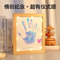Couple handprint gift diy handprint commemorative photo frame handmade newlyweds men and women born a hundred days hand foot print gift