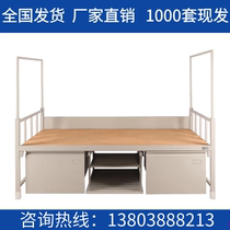 Troop combination system camp bunk bed single bed upper and lower dormitory high bed iron frame bed three pumping study table