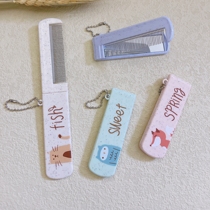 Portable mini folding mirror comb folded one-piece cute cartoon dense comb with cosmetic mirror set