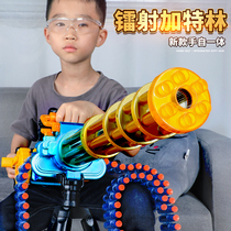 Gold Gatling electric burst soft bullet toy gun Heavy machine gun shell throwing machine gun simulation boy child heat