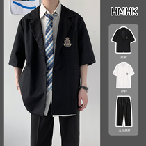 Summer DK uniform five-point short-sleeved suit suit male Korean version of the trend loose small suit casual college style class suit