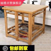 Barbecue grill can put foot Nan bamboo rectangular table multifunctional solid wood baking clothes mesh winter warmer folding table