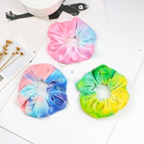  2020 New Rainbow Soft Velvet Scrunchies Tie-dye Hair Ring