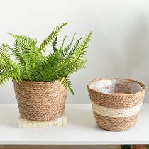 Nordic Straw flower pot rattan flower pot super large flower basket flower pot simple weaving bamboo flower pot cover