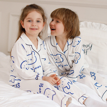Childrens pajamas spring and autumn girls boys cotton thin girls boys baby Summer parent-child home clothing set