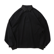 KRIME HEAVY WEIGHT POLO SHIRTS white black loose profile HEAVY long sleeve POLO