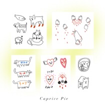 Caprice Pie cute mini hand-painted small animals collection niche waterproof natural tattoo stickers not reflective