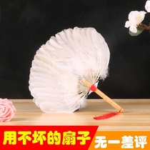 Feather fan Summer hand-cranked Da Pu fan Old-fashioned ancient style Summer portable female practical Chinese style ancient fan
