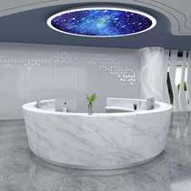 Round arc painted paint front desk bar custom beauty salon cashier light luxury marble Guide Hall Service Desk