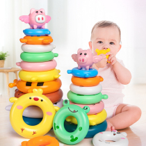 Baby rainbow tower stacking music Early childhood education tumbler layer by layer set tower ring childrens educational toy 1-3 years old 2