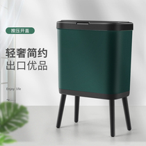 High-capacity kitchen trash can household large toilet bathroom with lid free of bending over creative light luxury living room
