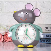 Creative cute little mouse alarm clock cartoon children Students silent night light bedside with snooze voice lazy person table