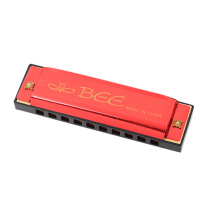 Bee10 hole 20 tone plastic toy paper box harmonica Childrens beginner playing musical instrument Blue red and black tricolor pipa