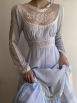  GUNNE SAX Antique replica light blue jue version embroidery lace princess light wedding dress chao large skirt