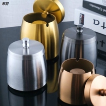 With Cover Ashtrays Stainless Steel Anti Fly Ash Modern Home Restaurant Hotel Smoke Flushed and Large Size Customized Gift