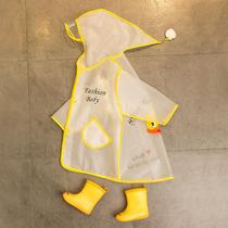 Baby raincoat 1-3 years old 2 children boys kindergarten cloak yellow duck children poncho rain shoes one body girl