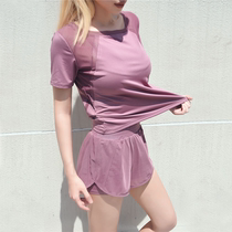 Fitness clothes womens summer thin quick-drying clothes loose thin running sports suit mesh breathable yoga suit