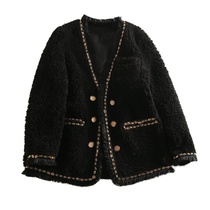 Small fragrant style lamb velvet coat female 2021 new autumn winter thick French furry color high-end socialite top