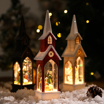 Christmas simulation church electronic luminous wind lights shopping mall counter window supermarket scene layout desktop ornaments