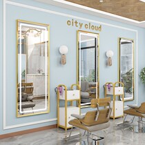 Barber shop with lamp hair salon special mirror table simple beauty salon perm dyed marble countertop single double-sided hair cutting mirror