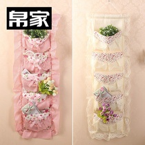 Storage bag small cloth bag wall hanging wall fashion Korean version of fabric hanging bag lace