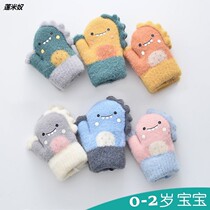 Baby gloves winter baby autumn and winter warm plus velvet even finger children Boys and Girls cute children 1-2 years old
