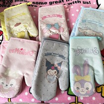 Cartoon thickened microwave oven gloves cute household anti-hot insulation gloves 2 sets of baking creative girl