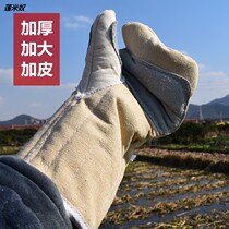 Canvas and leather commercial microwave oven oven anti-scalding baking high temperature resistant thickening extended industrial gloves