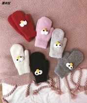 South Korea ins thick winter warm knitted gloves fluffy rabbit wool even finger cycling student gloves couple female