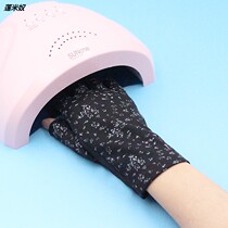 Half finger gloves female summer nail art special anti-black anti-thin leakage finger cotton light therapy Light Anti-baking Black