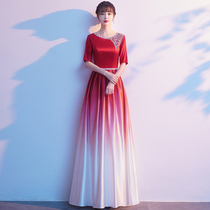 Cantata performance dress Female long dress Conductor performance recitation Evening dress dress Summer red song competition costume