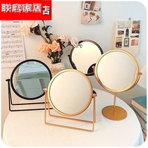 Ins small mirror office desktop can be erected desktop household small dressing table type advanced feeling net red makeup mirror
