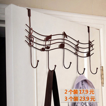 Door rear adhesive hook wrought iron note nail-free bedroom door hanging clothes without trace door back storage artifact hanger