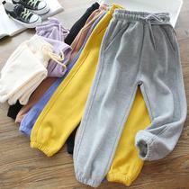 2021 autumn new childrens pants boys and girls sports pants in the big childrens pants casual loose cotton pants tide