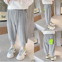 Childrens Korean version casual pants 2022 Chundress new mens girl sports trousers for children 100 hitch-style bungling pants