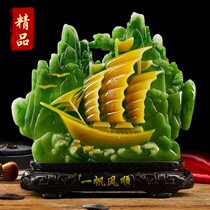Smooth boat ornaments Zhaocai home living room wine cabinet sailboat ornaments new Chinese Crafts furnishings
