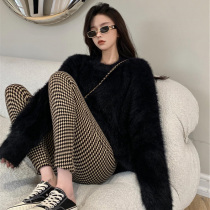 Light ripe wind-fried street wear womens loose thickened sweater Net red chic high-waisted leggings two-piece set