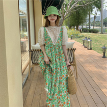 Two sets of high-end temperament minus-wear lace undershirt design sense splicing lace side crushed flower harnesses and dresses